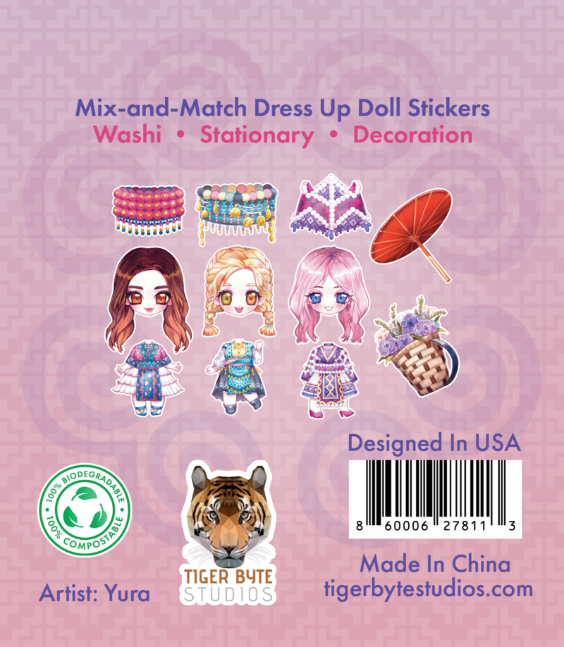 Oh Mai! Hmong Mix and Match Dress Up Doll Stickers (Set 2) | Washi Stationary Decoration - Image 4